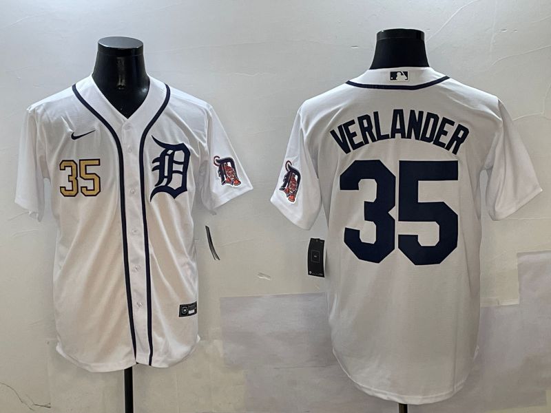 Men Detroit Tigers 35 Verlander White Game 2025 Nike MLB Jersey style 4